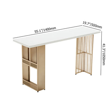 55.1" Modern Straight Metal Bar Table with Shelves in Gold